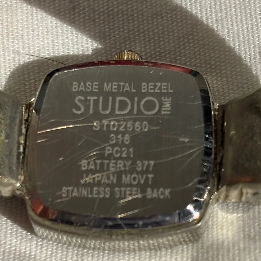 Studio‎ Time Watch Silver Tone Cable Cuff Bracelet Quartz Ladies Wristwatch
